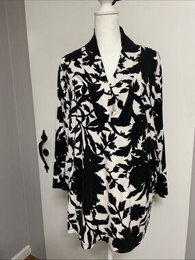 Talbots Black and White Floral Blouse